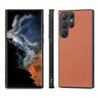 For Samsung Galaxy S25 Ultra 5G Carbon Fiber Texture Leather Back Cover Phone Case(Brown) - 2