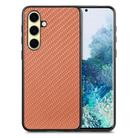 For Samsung Galaxy A56 5G Carbon Fiber Texture Leather Back Cover Phone Case(Brown) - 1
