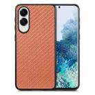 For Samsung Galaxy S25 Edge 5G Carbon Fiber Texture Leather Back Cover Phone Case(Brown) - 1