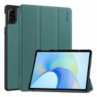 For Honor Pad X8 Pro / X9 11.5 ENKAY Tri-fold Custer Texture Leather Smart Tablet Case(Dark Green) - 1