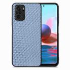 For Redmi Note 10 Carbon Fiber Texture Leather Back Cover Phone Case(Blue) - 1