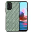 For Redmi Note 10 Carbon Fiber Texture Leather Back Cover Phone Case(Green) - 1