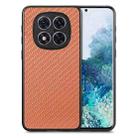 For Redmi Note 14 Pro 5G Carbon Fiber Texture Leather Back Cover Phone Case(Brown) - 1