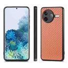For Redmi K80 / Poco F7 Pro Carbon Fiber Texture Leather Back Cover Phone Case(Brown) - 2