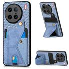For vivo X90 Pro Carbon Fiber Wallet Flip Card K-shaped Holder Phone Case(Blue) - 1
