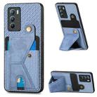 For vivo T1 Carbon Fiber Wallet Flip Card K-shaped Holder Phone Case(Blue) - 1