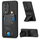 For Honor 80 Carbon Fiber Wallet Flip Card K-shaped Holder Phone Case(Black) - 1