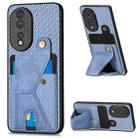 For Honor 80 Carbon Fiber Wallet Flip Card K-shaped Holder Phone Case(Blue) - 1