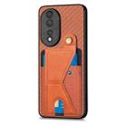 For Honor 80 Carbon Fiber Wallet Flip Card K-shaped Holder Phone Case(Brown) - 2