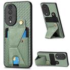 For Honor 80 Carbon Fiber Wallet Flip Card K-shaped Holder Phone Case(Green) - 1