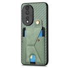For Honor 80 Carbon Fiber Wallet Flip Card K-shaped Holder Phone Case(Green) - 2