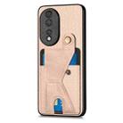 For Honor 80 Carbon Fiber Wallet Flip Card K-shaped Holder Phone Case(Khaki) - 2