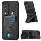 For Honor 80 Pro Carbon Fiber Wallet Flip Card K-shaped Holder Phone Case(Black) - 1