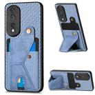 For Honor 80 Pro Carbon Fiber Wallet Flip Card K-shaped Holder Phone Case(Blue) - 1