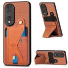 For Honor 80 Pro Carbon Fiber Wallet Flip Card K-shaped Holder Phone Case(Brown) - 1