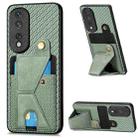 For Honor 80 Pro Carbon Fiber Wallet Flip Card K-shaped Holder Phone Case(Green) - 1