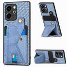 For Honor 80 SE Carbon Fiber Wallet Flip Card K-shaped Holder Phone Case(Blue) - 1