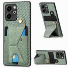 For Honor 80 SE Carbon Fiber Wallet Flip Card K-shaped Holder Phone Case(Green) - 1
