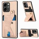 For Honor 80 SE Carbon Fiber Wallet Flip Card K-shaped Holder Phone Case(Khaki) - 1