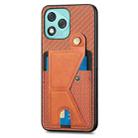 For Honor 400 Lite Global Carbon Fiber Wallet Flip Card K-shaped Holder Phone Case(Brown) - 2