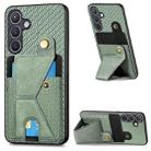 For Samsung Galaxy S24+ 5G Carbon Fiber Wallet Flip Card K-shaped Holder Phone Case(Green) - 1