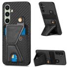 For Samsung Galaxy A56 5G Carbon Fiber Wallet Flip Card K-shaped Holder Phone Case(Black) - 1