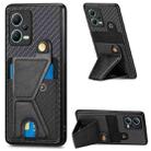 For Redmi Note 12 5G Global Carbon Fiber Wallet Flip Card K-shaped Holder Phone Case(Black) - 1