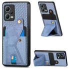 For Redmi Note 12 5G Global Carbon Fiber Wallet Flip Card K-shaped Holder Phone Case(Blue) - 1