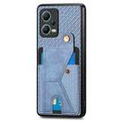 For Redmi Note 12 5G Global Carbon Fiber Wallet Flip Card K-shaped Holder Phone Case(Blue) - 2