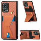 For Redmi Note 12 5G Global Carbon Fiber Wallet Flip Card K-shaped Holder Phone Case(Brown) - 1