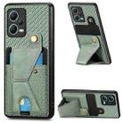 For Redmi Note 12 5G Global Carbon Fiber Wallet Flip Card K-shaped Holder Phone Case(Green) - 1