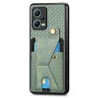 For Redmi Note 12 5G Global Carbon Fiber Wallet Flip Card K-shaped Holder Phone Case(Green) - 2