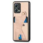 For Redmi Note 12 5G Global Carbon Fiber Wallet Flip Card K-shaped Holder Phone Case(Khaki) - 2