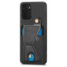 For Redmi Note 10 4G Carbon Fiber Wallet Flip Card K-shaped Holder Phone Case(Black) - 2