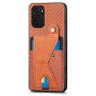 For Redmi Note 10 4G Carbon Fiber Wallet Flip Card K-shaped Holder Phone Case(Brown) - 2