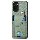 For Redmi Note 10 4G Carbon Fiber Wallet Flip Card K-shaped Holder Phone Case(Green) - 2