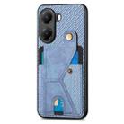 For Redmi Turbo 4 Carbon Fiber Wallet Flip Card K-shaped Holder Phone Case(Blue) - 2
