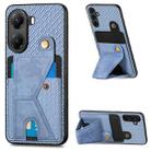 For Xiaomi Poco X7 Pro Carbon Fiber Wallet Flip Card K-shaped Holder Phone Case(Blue) - 1