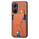 For Xiaomi Poco X7 Pro Carbon Fiber Wallet Flip Card K-shaped Holder Phone Case(Brown) - 2