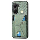 For Xiaomi Poco X7 Pro Carbon Fiber Wallet Flip Card K-shaped Holder Phone Case(Green) - 2