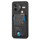 For Redmi K80 / Poco F7 Pro Carbon Fiber Wallet Flip Card K-shaped Holder Phone Case(Black) - 2