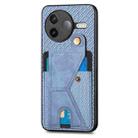 For Redmi K80 / Poco F7 Pro Carbon Fiber Wallet Flip Card K-shaped Holder Phone Case(Blue) - 2