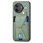 For Redmi K80 / Poco F7 Pro Carbon Fiber Wallet Flip Card K-shaped Holder Phone Case(Green) - 2