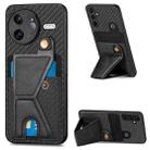 For Redmi K80 Pro / Poco F7 Ultra Carbon Fiber Wallet Flip Card K-shaped Holder Phone Case(Black) - 1