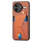 For Redmi K80 Pro / Poco F7 Ultra Carbon Fiber Wallet Flip Card K-shaped Holder Phone Case(Brown) - 2