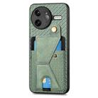 For Redmi K80 Pro / Poco F7 Ultra Carbon Fiber Wallet Flip Card K-shaped Holder Phone Case(Green) - 2