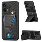 For Oneplus Nord CE 2 Lite 5G Carbon Fiber Wallet Flip Card K-shaped Holder Phone Case(Black) - 1