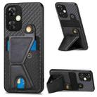 For Oneplus Nord CE 3 Lite Carbon Fiber Wallet Flip Card K-shaped Holder Phone Case(Black) - 1