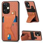For Oneplus Nord CE 3 Lite Carbon Fiber Wallet Flip Card K-shaped Holder Phone Case(Brown) - 1