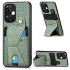 For Oneplus Nord CE 3 Lite Carbon Fiber Wallet Flip Card K-shaped Holder Phone Case(Green) - 1